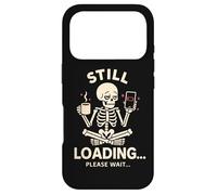 Carcasa para iPhone 17 Pro Todavía Cargando Cansado Groggy Esqueleto Café Divertido Diseño Meme