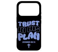 Carcasa para iPhone 17 Pro Trust In His Plan Jeremiah Biblia Verso Retro Groovy Word Art