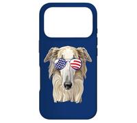 Carcasa para iPhone 17 Pro USA Flag 4th July Fourth American Sunglasses Borzoi Lover