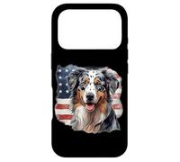 Carcasa para iPhone 17 Pro USA Flag 4th July Patriotic American Blue Merle Aussie Lover