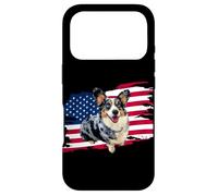 Carcasa para iPhone 17 Pro USA Flag 4th of July Fourth Independence Blue Merle Corgi
