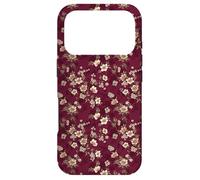 Carcasa para iPhone 17 Pro Vintage Borgoña Floral Patrón Elegante Rojo Wildflower Art