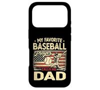Carcasa para iPhone 17 Pro Vintage My Favorite Baseball Player Calls Me Dad Bandera de EE. UU