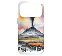 Carcasa para iPhone 17 Pro Volcán Islandia Pintura Acuarela Arte Vintage Viajes Fuego