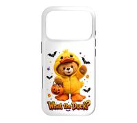 Carcasa para iPhone 17 Pro What The Duck Halloween Teddy Bear Wearing Yeallow Duck