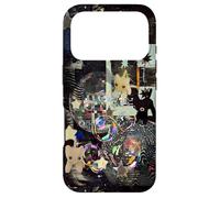 Carcasa para iPhone 17 Pro Whimsical Disco Cat Y2K Starry Maroon Collage Estética