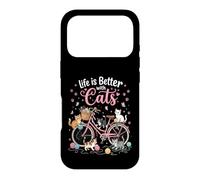 Carcasa para iPhone 17 Pro Whimsical Kittens on Bike - Ovillo de Lana, diseño de Gato felino