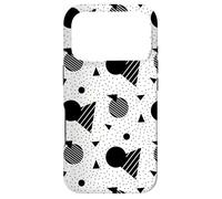 Carcasa para iPhone 17 Pro White Black Monochrome Circle Triangle Stripe Dots Pattern