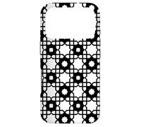 Carcasa para iPhone 17 Pro White Black Square Star Cross Ethnic Rustic Folk Pattern