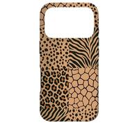 Carcasa para iPhone 17 Pro Wild Safari Animal Patchwork Beige Pattern Collage