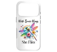 Carcasa para iPhone 17 Pro with Brave Wings She Flies Dragonfly Rainbow Daisy Flower