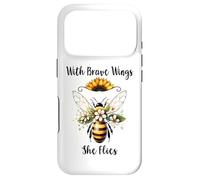 Carcasa para iPhone 17 Pro with Brave Wings She Flies Flower Bee Daisy Floral Sunflower