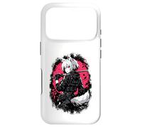 Carcasa para iPhone 17 Pro Wolf Anime Girl Samurai Katana Rosa Negro Diseño Estético