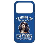 Carcasa para iPhone 17 Pro Womens Funny Mom Says Im A Baby Tricolor Cavalier Dog Lover