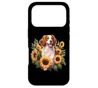 Carcasa para iPhone 17 Pro Womens Girls Cute Funny Sunflowers Brittany Spaniel Lover