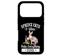 Carcasa para iPhone 17 Pro Womens Girls Funny Wine Fine Sphinx Cat Lover
