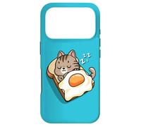 Carcasa para iPhone 17 Pro Womens Girls Kawaii Egg Toast Napping Brown Tabby Cat