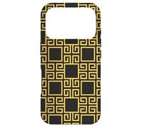 Carcasa para iPhone 17 Pro Yellow Black Beige Square Spiral Greek Pattern