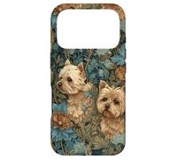 Carcasa para iPhone 17 Pro Yorkshire Terriers Yorkies en un jardín de Flores Vintage
