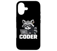 Carcasa para iPhone 17 Raccoon Coder Lindo Gráfico Animal Programación