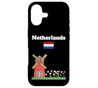Carcasa para iPhone 17 Recuerdo de Viaje a Holanda Molino de Viento y Tulipanes Bandera Holandesa