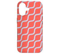 Carcasa para iPhone 17 Red Grey Wavy Lines Curve Row Sound Wave Retro Pattern