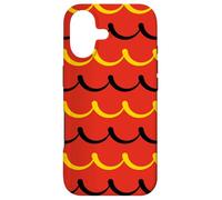 Carcasa para iPhone 17 Red Mustard Yellow Black Wave-Like Curl Curved Folk Pattern
