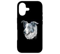 Carcasa para iPhone 17 Retrato Floral Azul Merle Border Collie