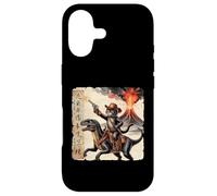 Carcasa para iPhone 17 Retro Caligrafía Gato Dinosaurio Erupción Volcánica Arte Japón