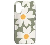 Carcasa para iPhone 17 Retro Daisy Flower Leaves Boho Dark Green Cover
