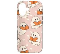 Carcasa para iPhone 17 Retro Ghost Reading Books Cute Groovy Spooky Beige Orange