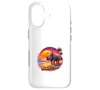 Carcasa para iPhone 17 Retro Rhino Sunset Tropical Beach Ilustración