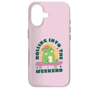 Carcasa para iPhone 17 Rolling Into The Weekend Skateboard Frog Kawaii, Linda y Divertida