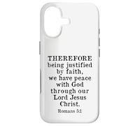 Carcasa para iPhone 17 Romanos 5:1 Verso de la Biblia King James KJV, Justificado por la Fe