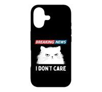Carcasa para iPhone 17 Sarcastic Cat Breaking News I Dont Care Funny Slogan Graphic