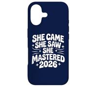 Carcasa para iPhone 17 She Came She Saw She Mastered 2026 Vintage Graduación Mujeres