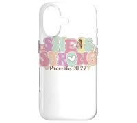 Carcasa para iPhone 17 She Is Strong Proverbs 31:22 Gráfico Floral