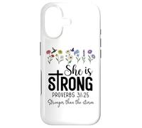 Carcasa para iPhone 17 She is Strong Proverbs 31 25 She Is Stronger Than The Storm