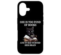 Carcasa para iPhone 17 She is Too Fond of Books Funny Cat Book Coffee Books Lover