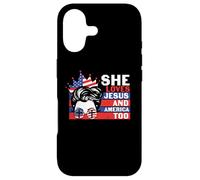 Carcasa para iPhone 17 She Loves Jesus and America Too 4th of July Patriotic
