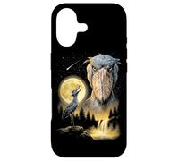Carcasa para iPhone 17 Shoebill Stork Aullando a la Luna, extraño Meme Divertido pájaro de los 90