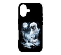 Carcasa para iPhone 17 Silkie Chicken Aullando en Moon 90's Retro