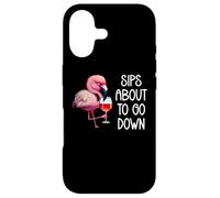 Carcasa para iPhone 17 Sips About to Go Down Funny Pink Flamingo Drinking Wine
