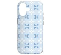 Carcasa para iPhone 17 Soft Blue Periwinkle Leaves Petals Cross Floral Pattern