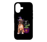 Carcasa para iPhone 17 Sombrero de Bruja Tipo bóxer Divertido para Amantes de los Perros para niñas y Mujeres