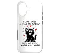 Carcasa para iPhone 17 Sometimes I Talk to Myself and We Both Laugh Funny Black Cat