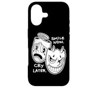 Carcasa para iPhone 17 Sonríe Ahora Llorar Más Tarde Ángel Diablo Feliz Triste Vintage Cartoon