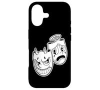 Carcasa para iPhone 17 Sonríe Ahora Llorar Más Tarde Ángel Diablo Feliz Triste Vintage Cartoon