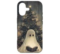 Carcasa para iPhone 17 Spooky Ghost Reading and Christmas Tree Holiday Bookworm