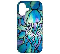 Carcasa para iPhone 17 Stained Glass Jellyfish Blue Purple Mosaic Ocean Art